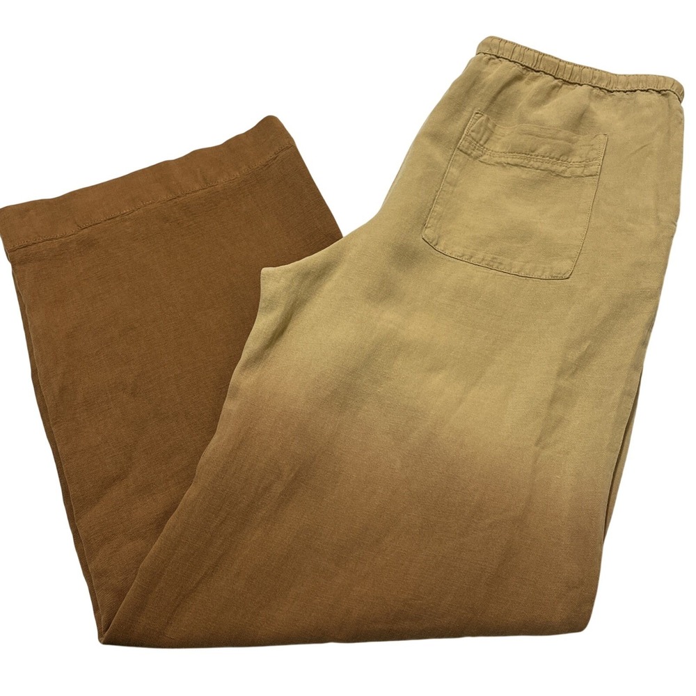 C&C California Pants Brown Ombre Linen Blend Size M Pull On Wide Leg Beach Boho